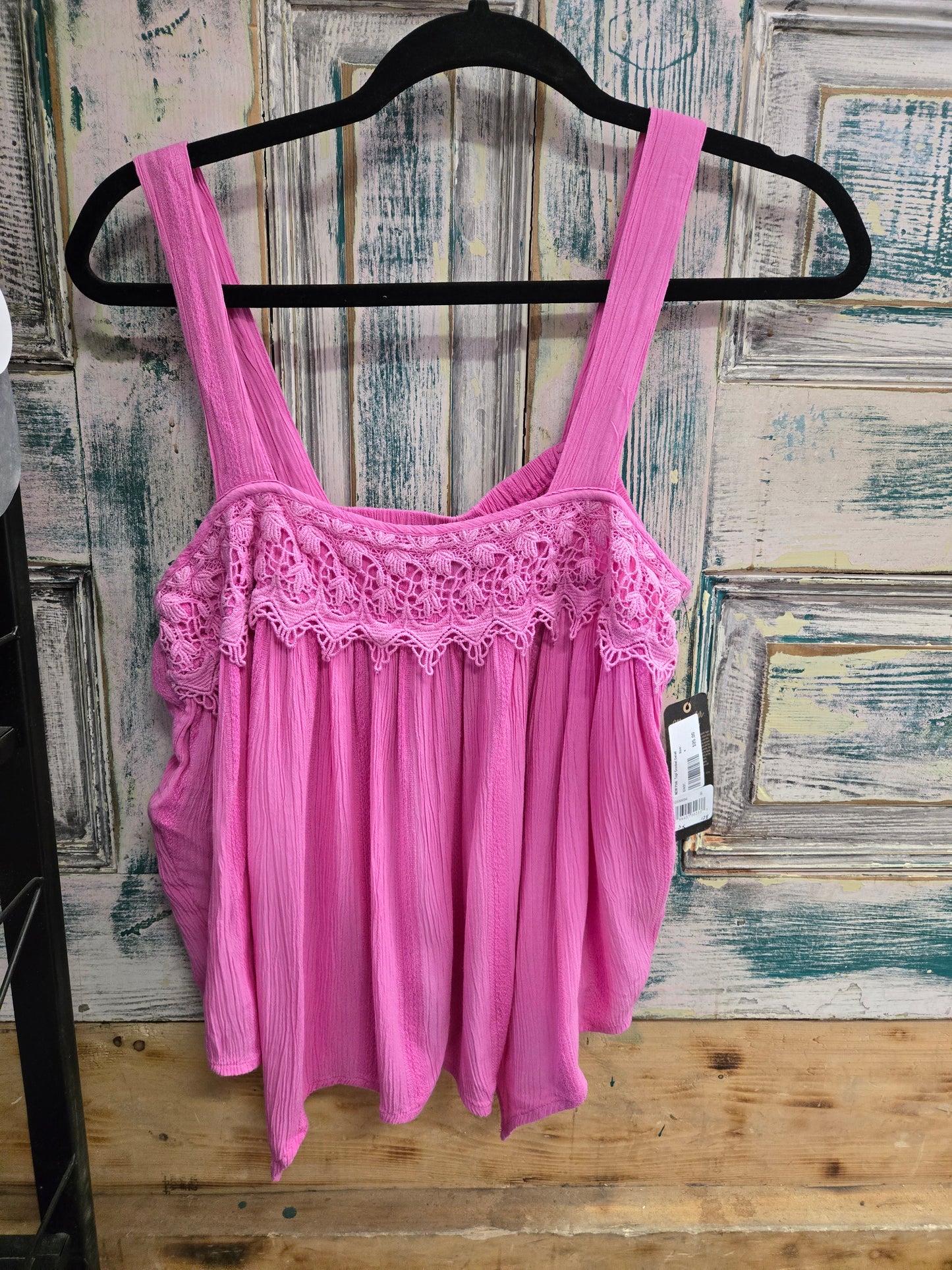 NEW Pink  Top/ Crochet Detail