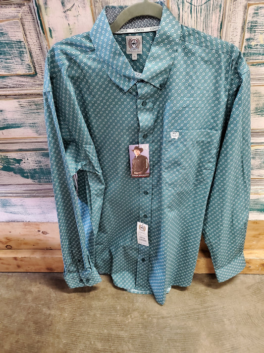 Cinch Teal Square Print W/Shirt