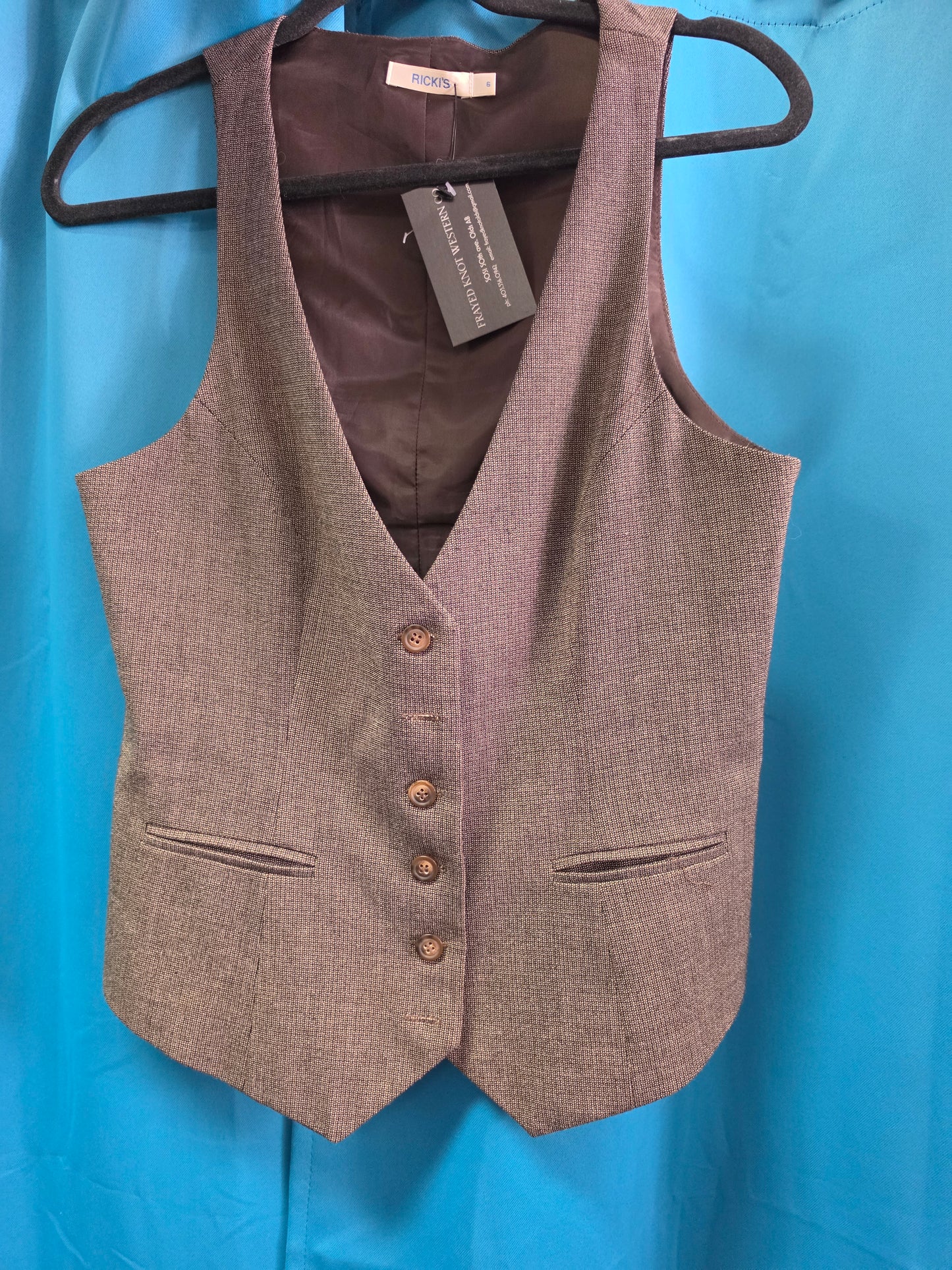 Ladies Brown Plaid Vest