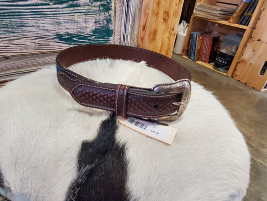 Kids Light Brown Floral Carved Belt