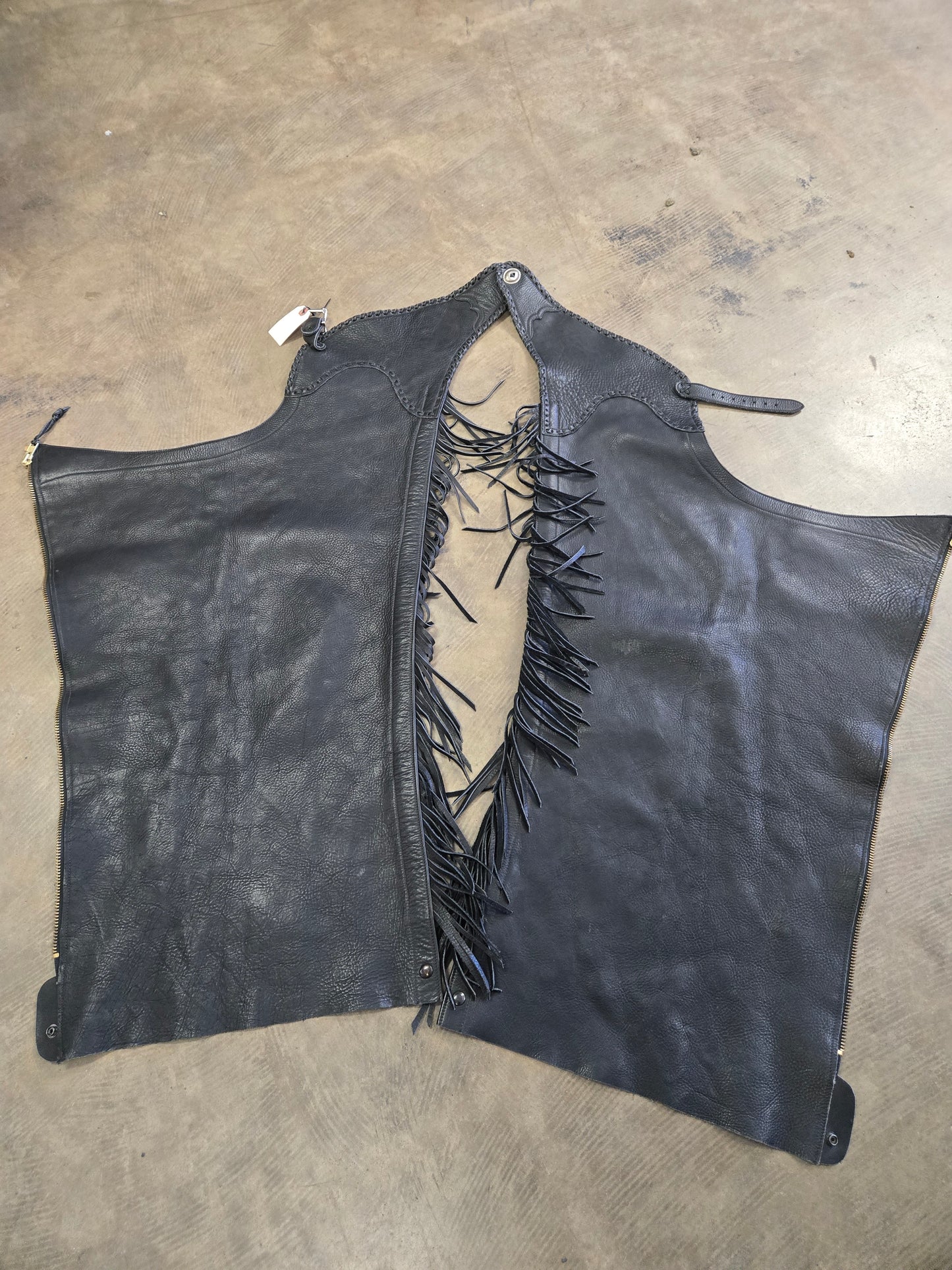 Black Leather Fringed Chaps