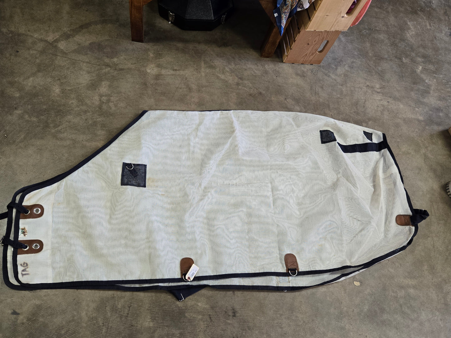 White Fly Sheet/ Navy Trim