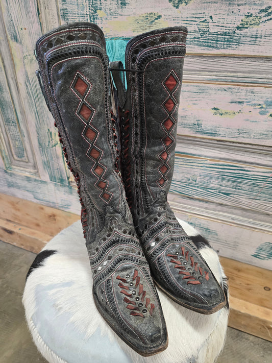 Ladies Grey  Pointed Toe Boots