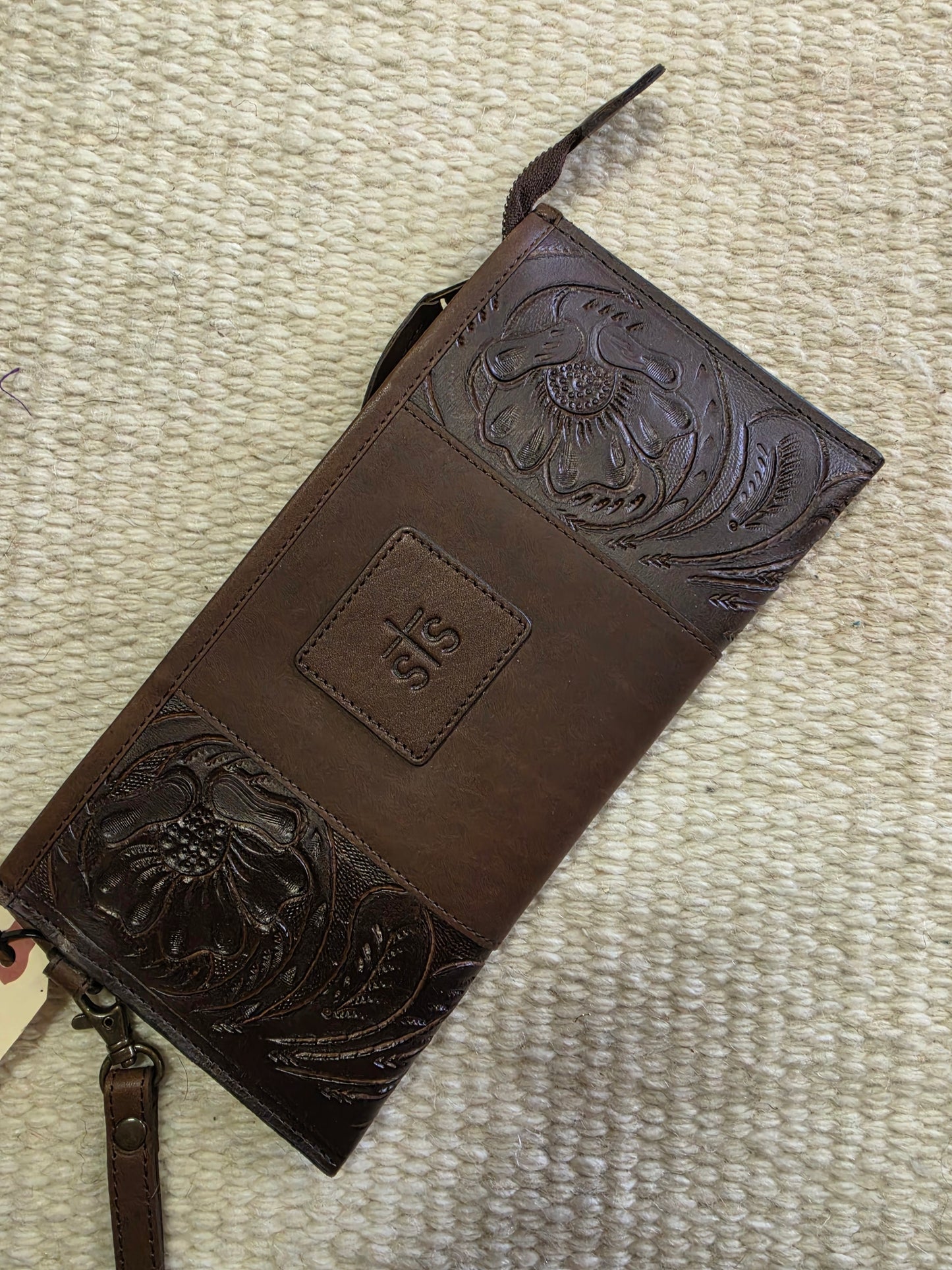 STS Carved Leather Clutch Purse
