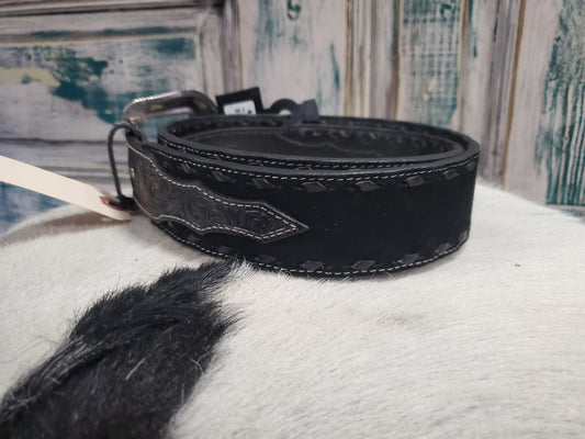Black Roughout Buckstitch Belt