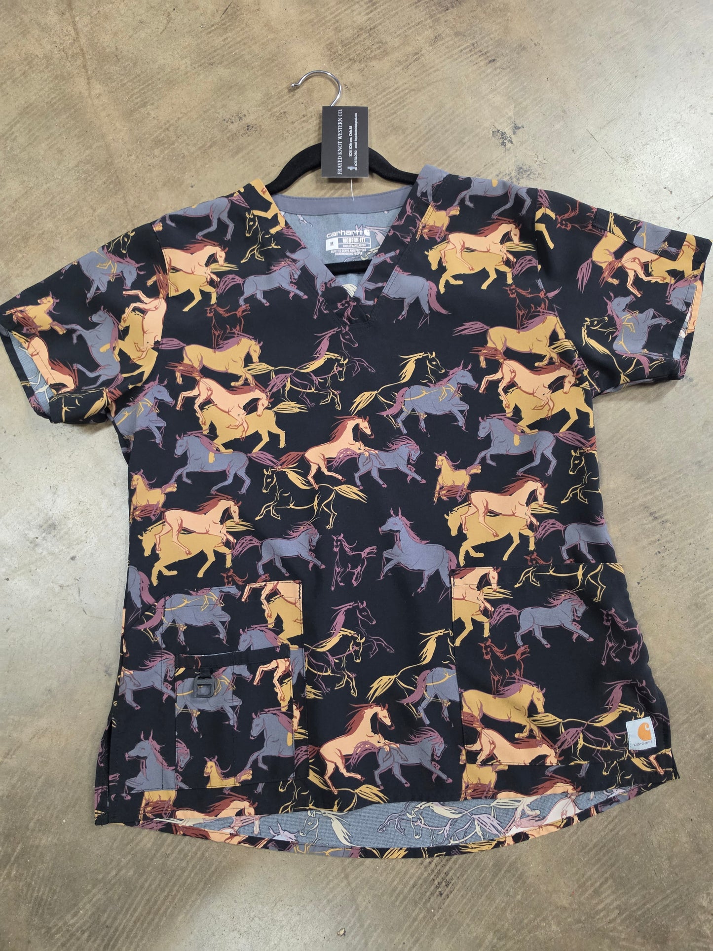 Ladies Horse Print (Black)                         Scrub Top