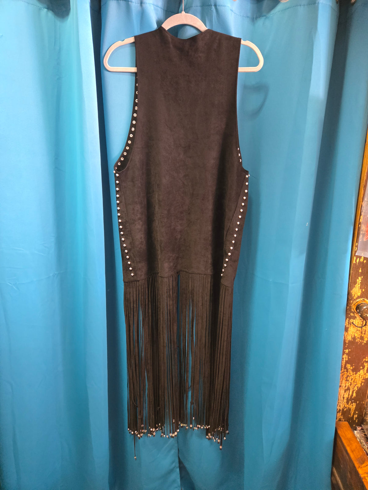 Black Studded -Fringed Vest