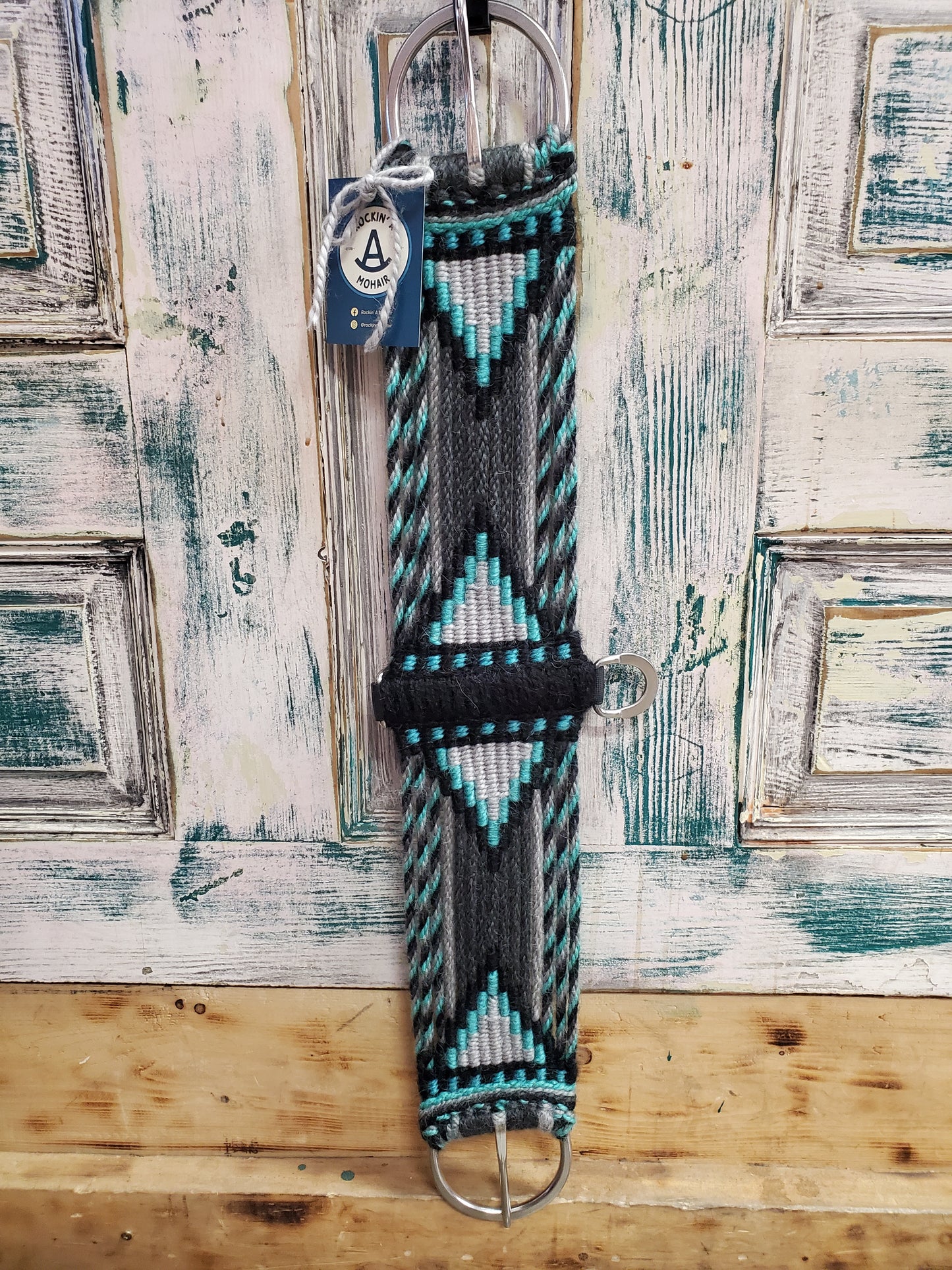 Grey/Aqua/Black Mohair Cinch