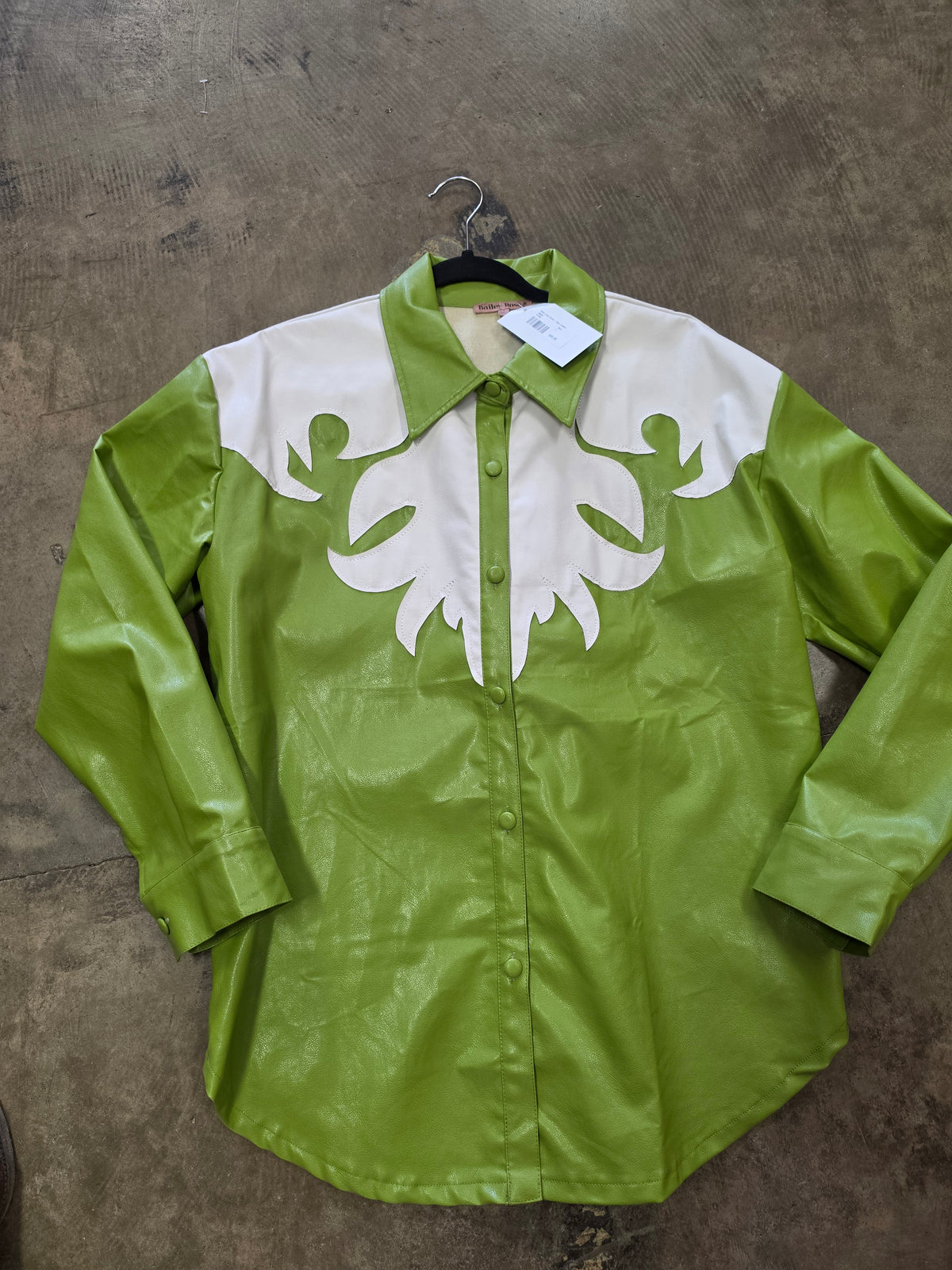 Retro Lime Green -Faux Leather                        Jacket