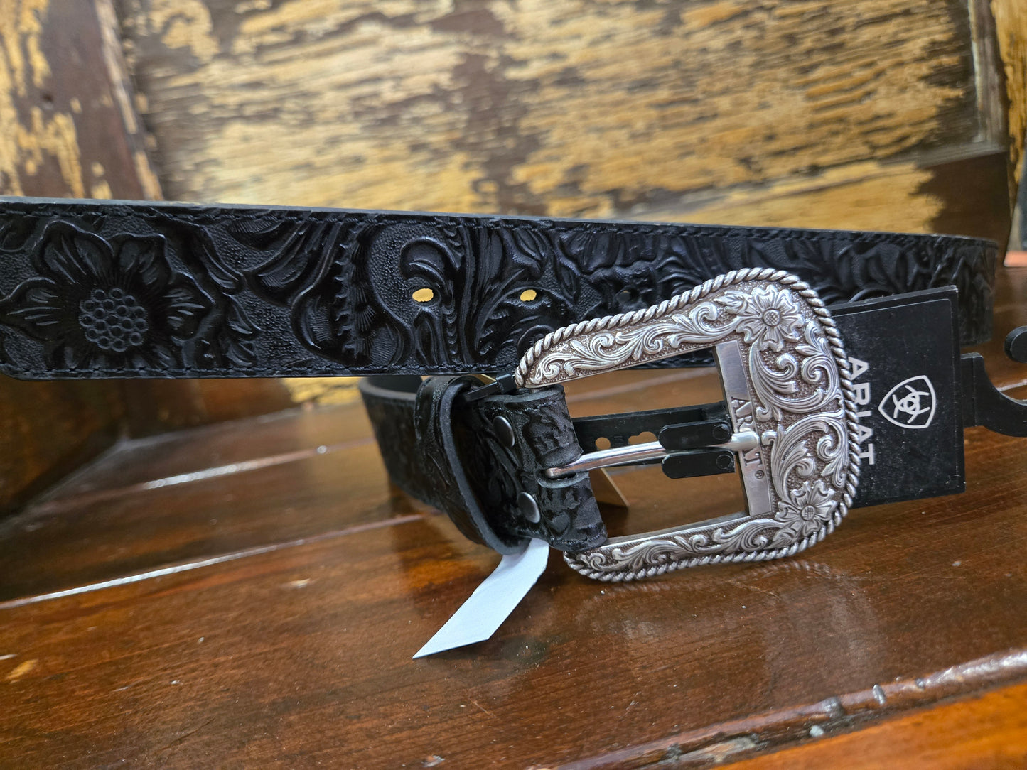 NEW Black Carved Floral Belt