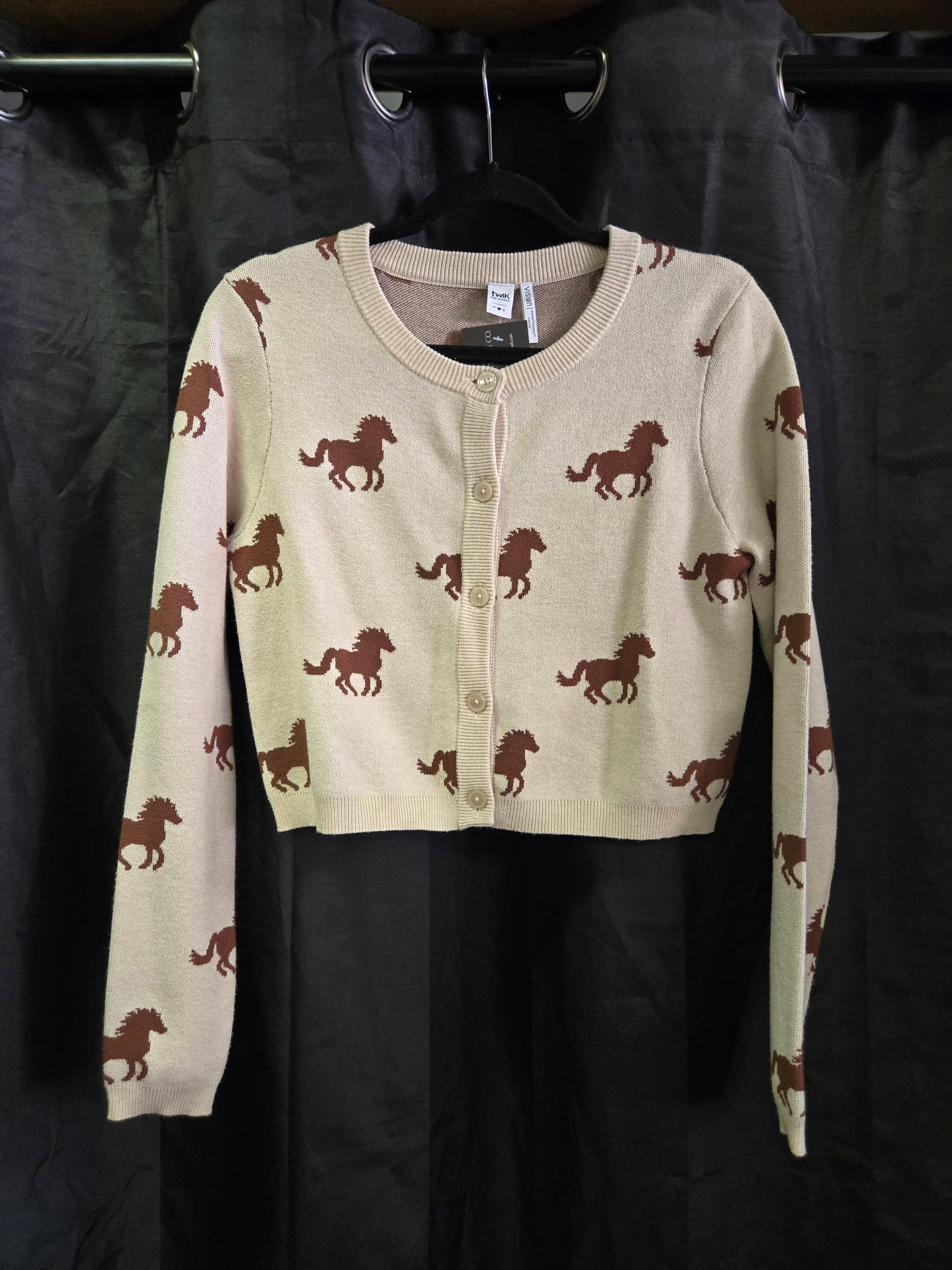 Cropped Horse Print Cardigan