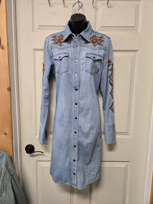 Ladies Denim Dress Embroidery On Back