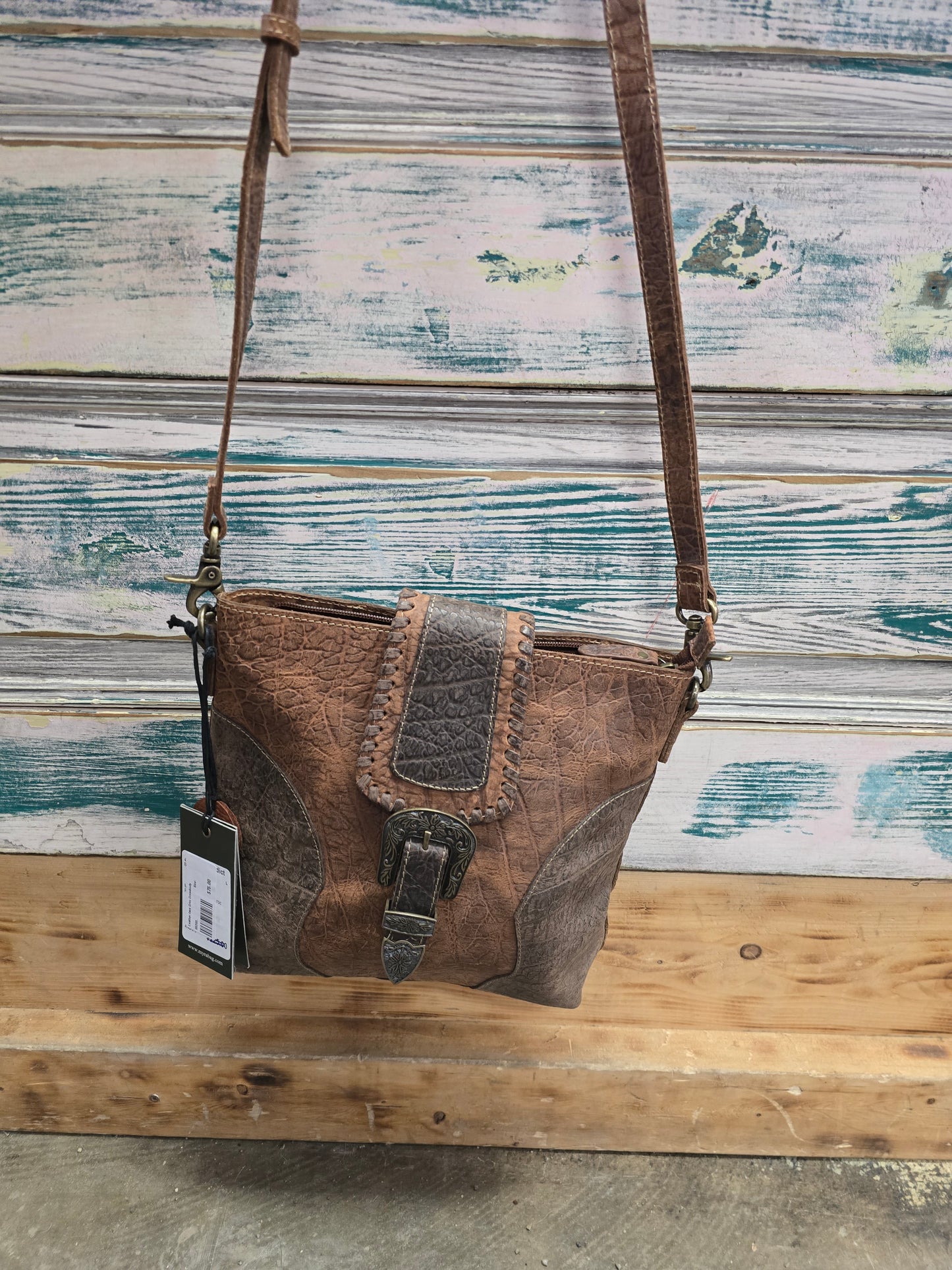 Leather faux Croc Crossbody