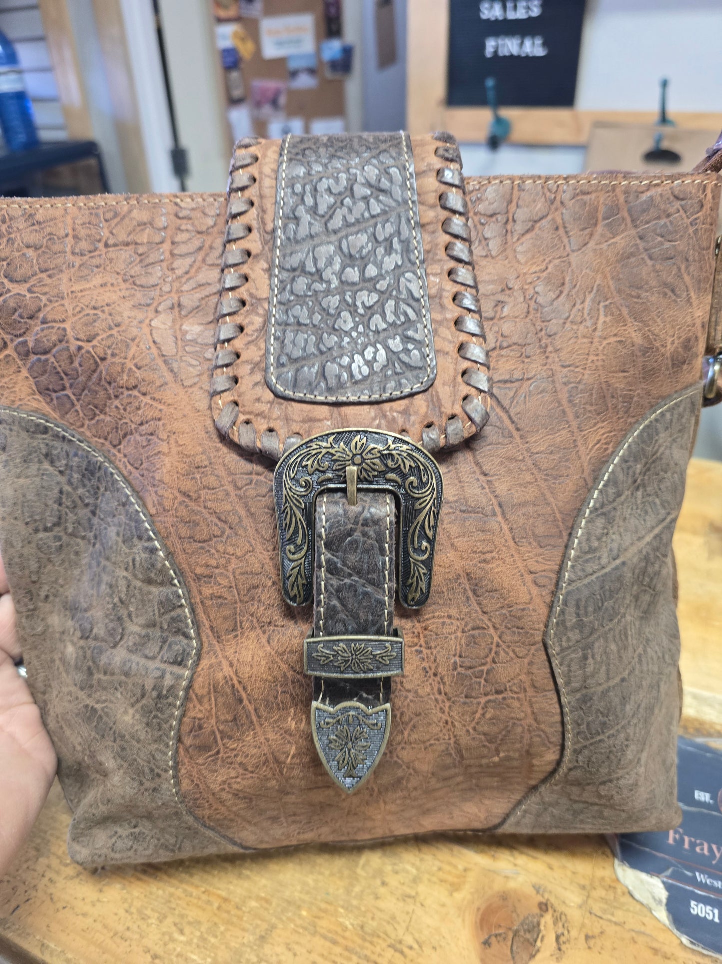 Leather faux Croc Crossbody