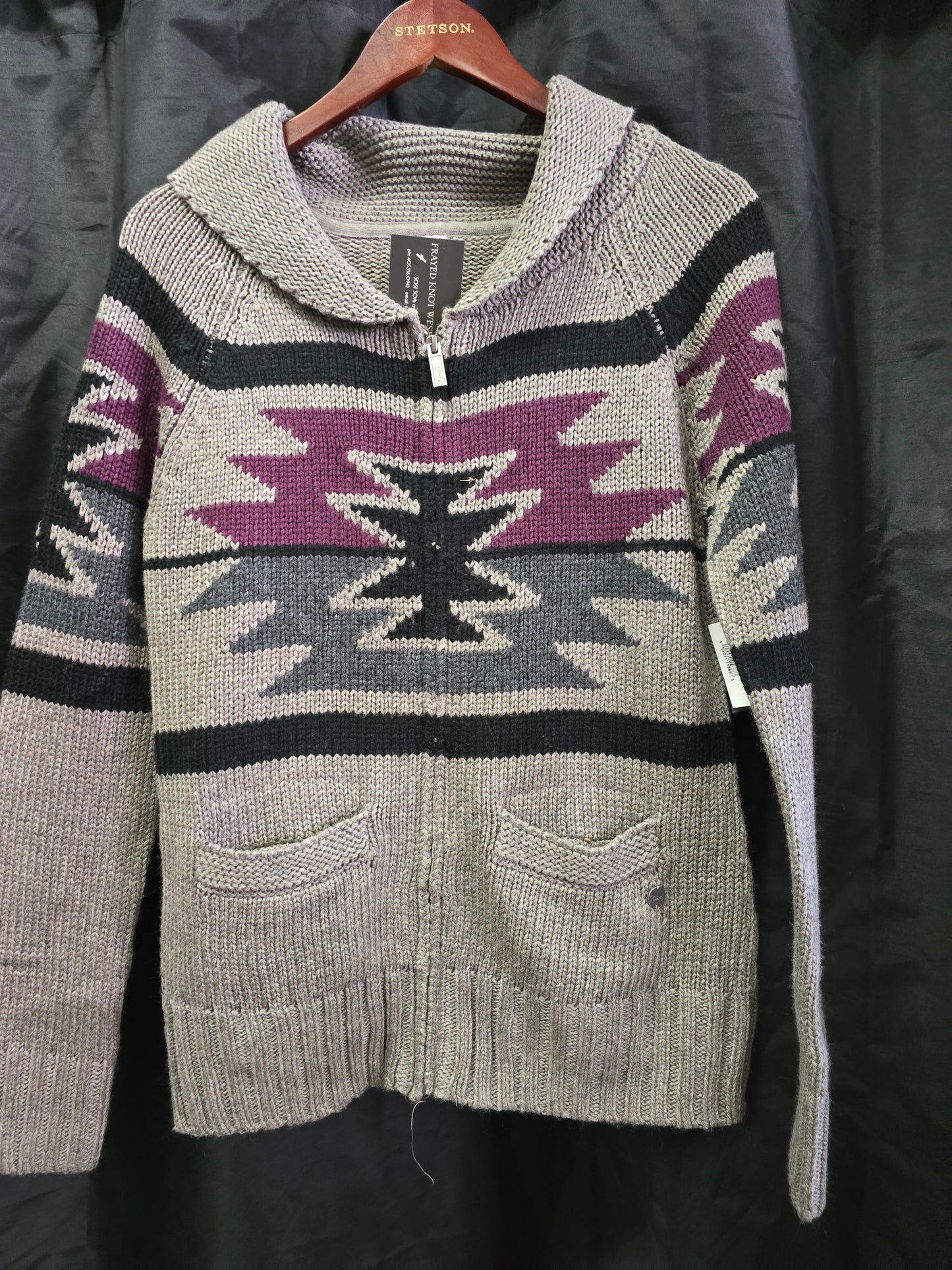 NEW Grey Aztec Knit Sweater
