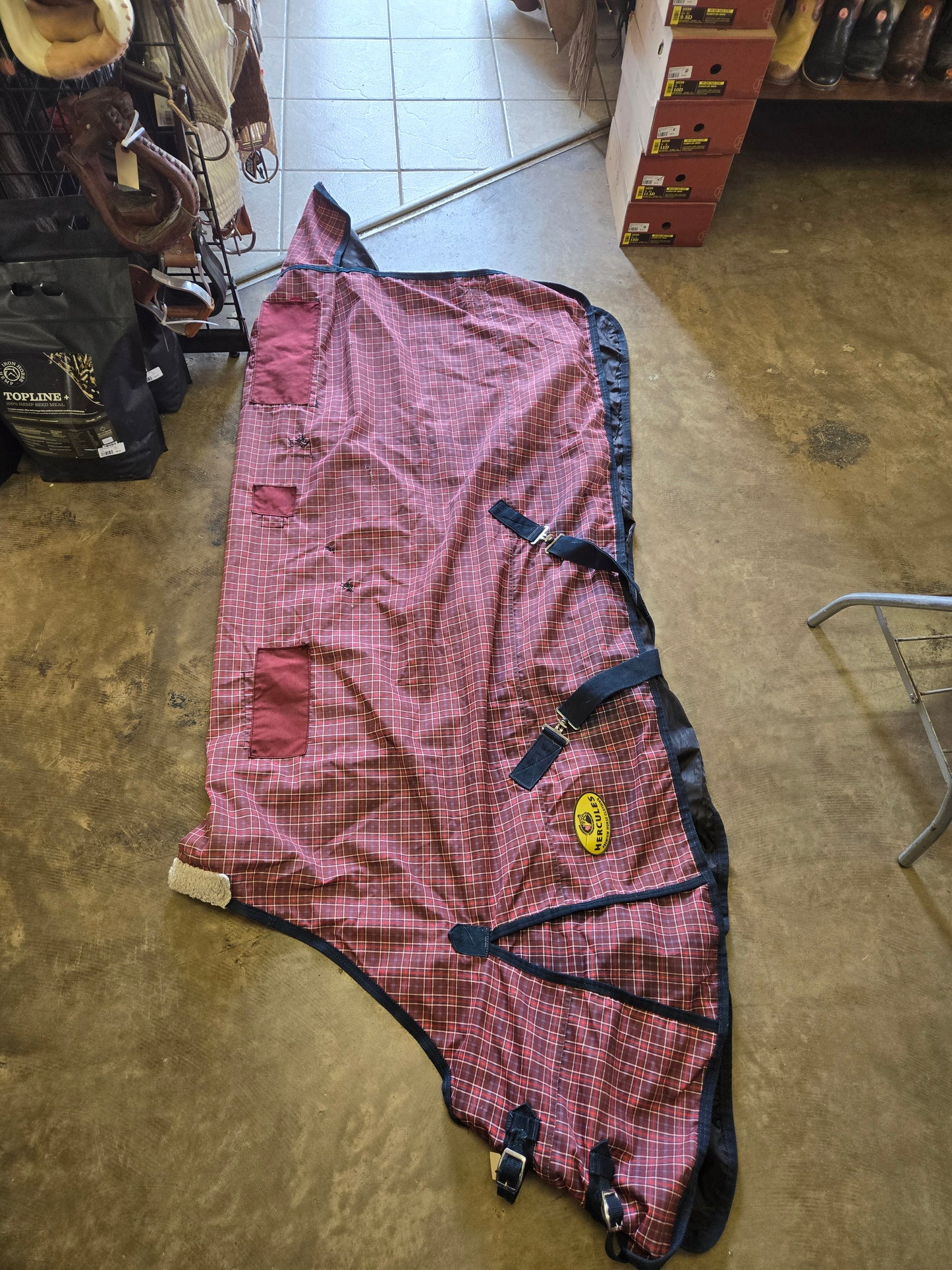 Plaid Burg-Rust Rain Sheet                      repairs made