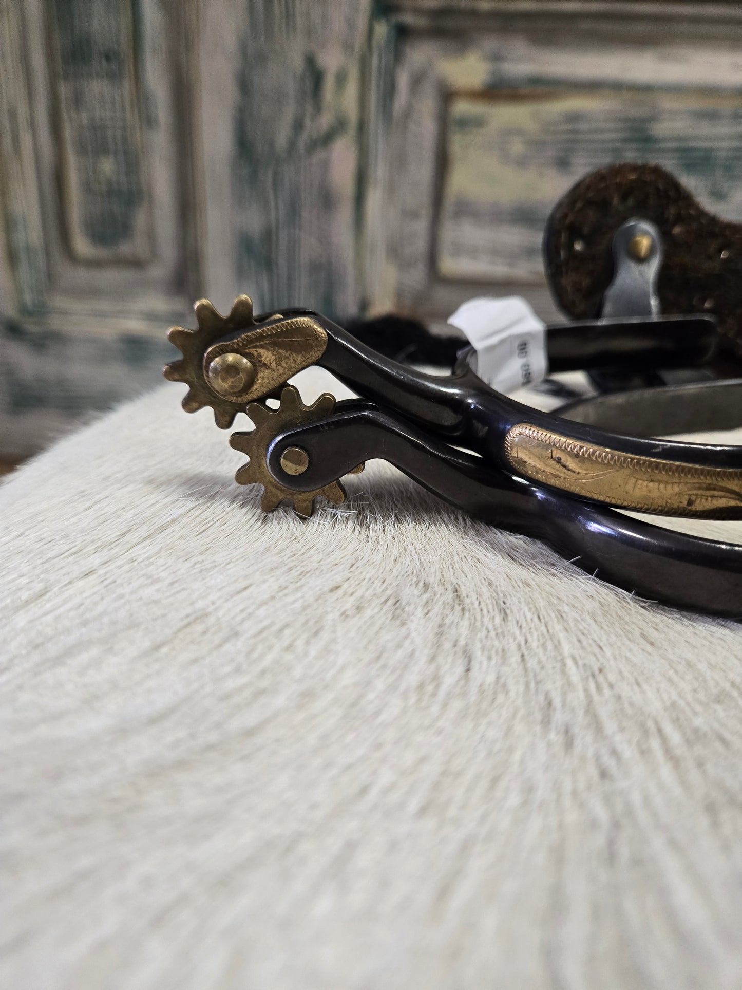 Ladies Black-Brass Spurs w/Straps
