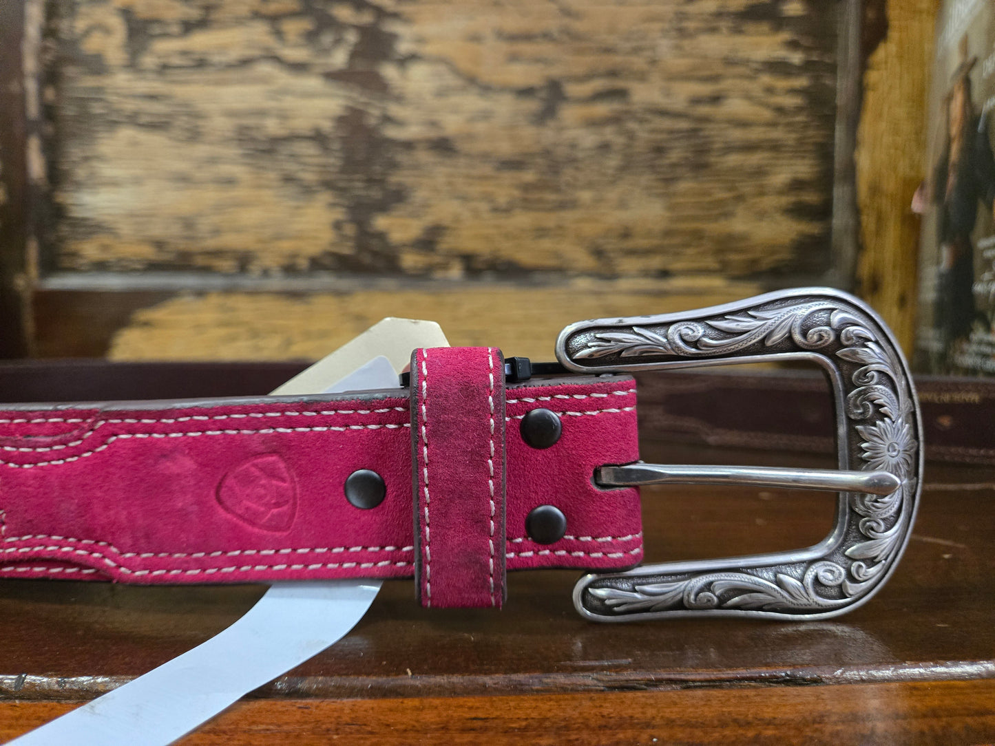 NEW Pink Suede Boot Stitched                            Belt