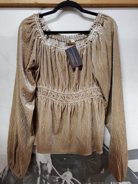 Tan Velvet Off Shoulder Top