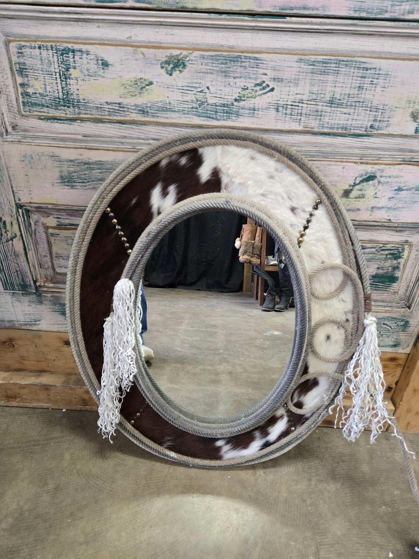 Cowhide & Rope Mirror