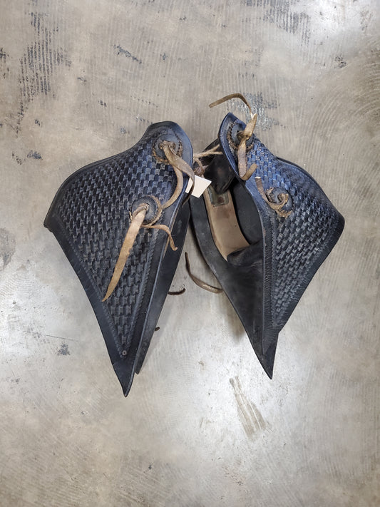 Vintage Black Carved Tapederos