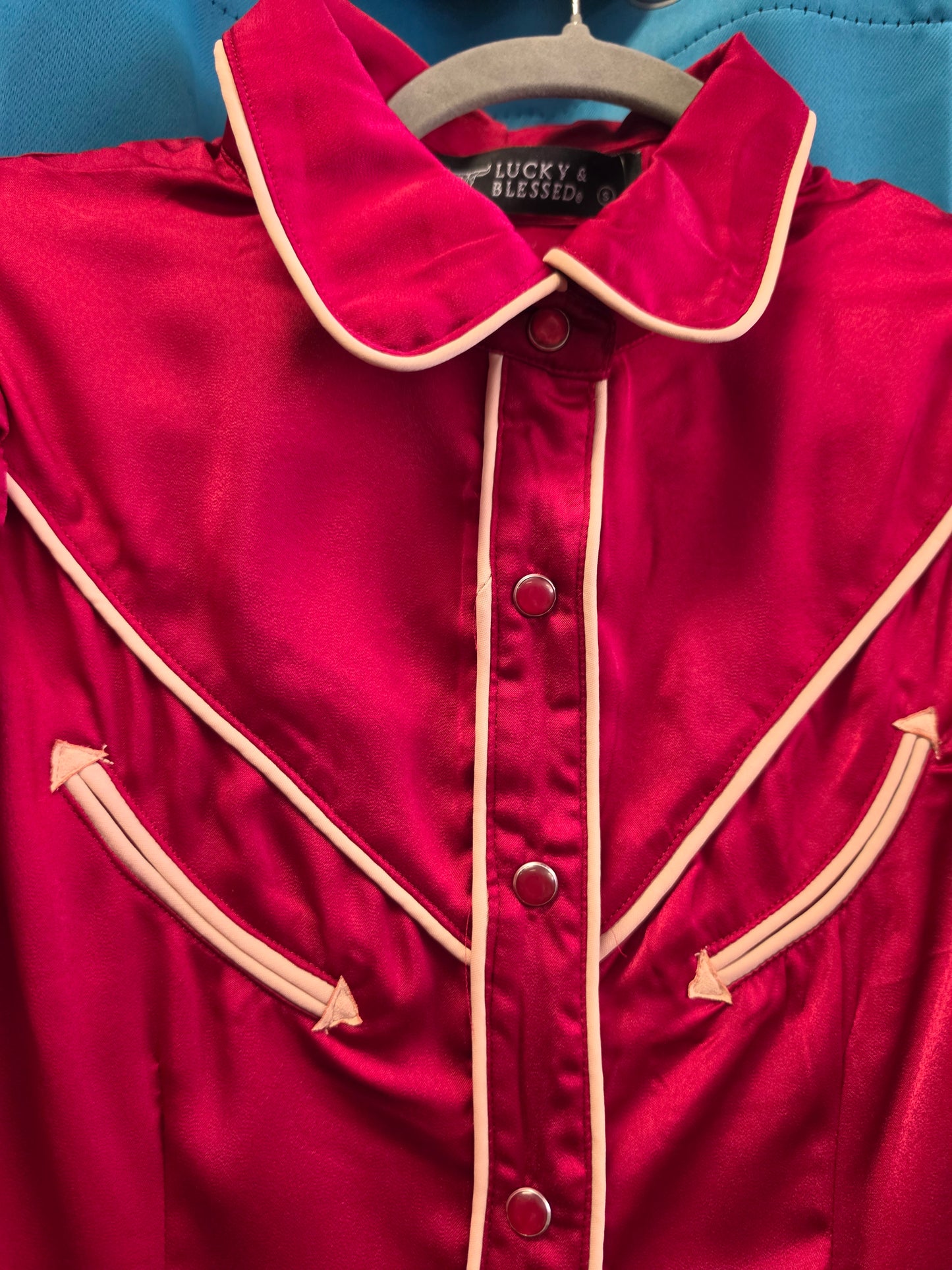 NEW Red Western Satin Blouse