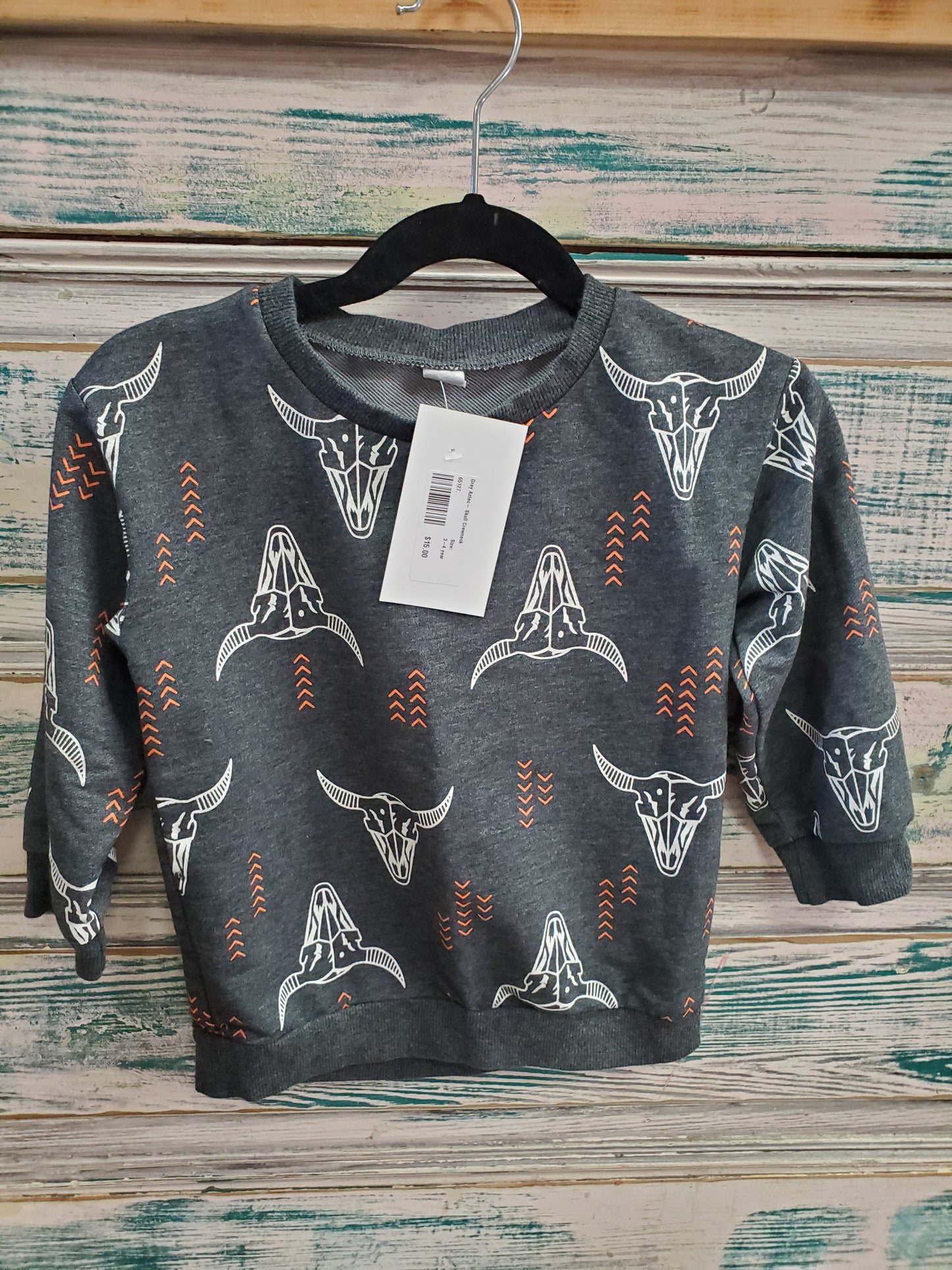 Grey Aztec- Skull Crewneck