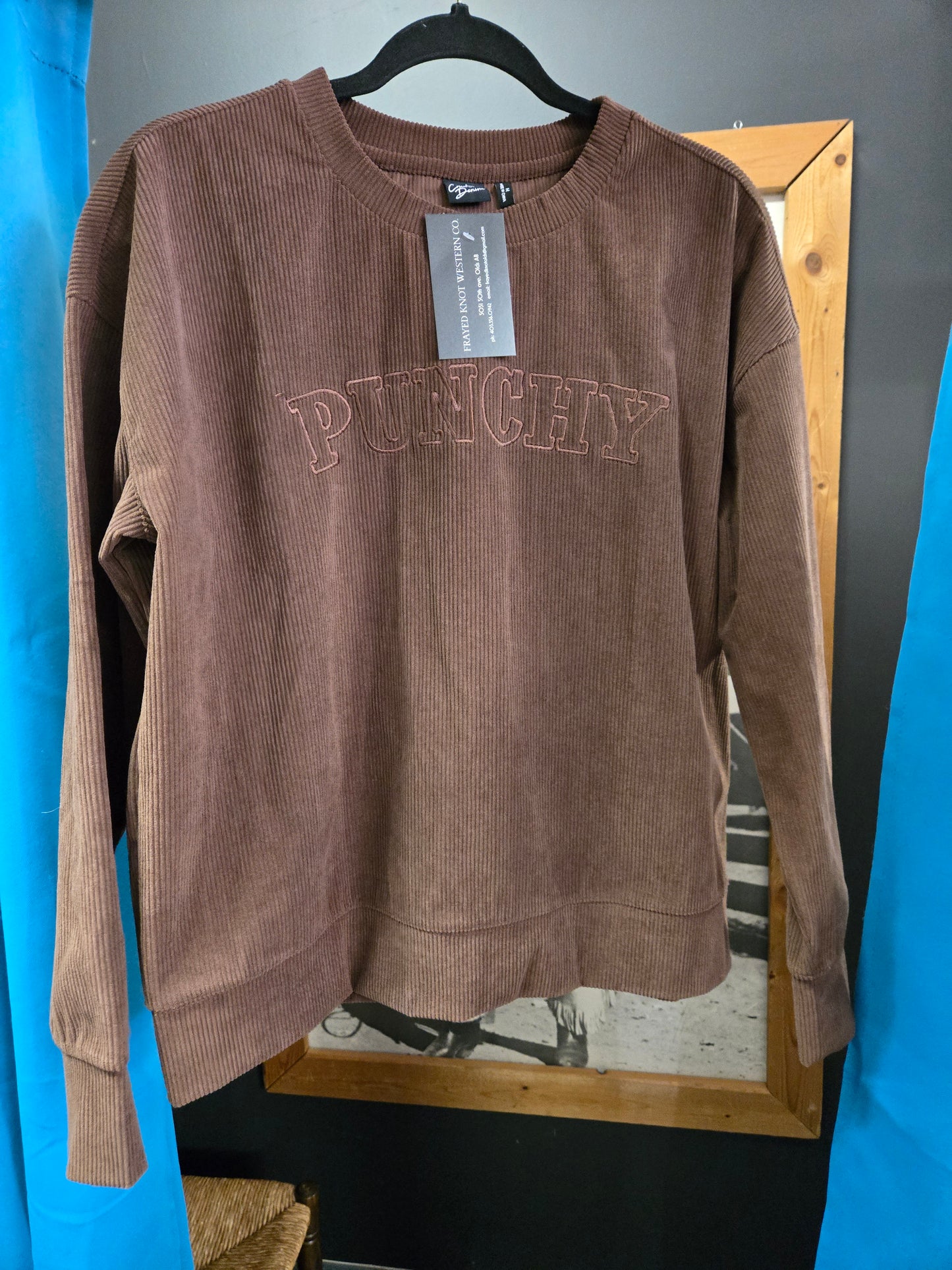 NEW Brown Punch Crew Neck                           Corduroy