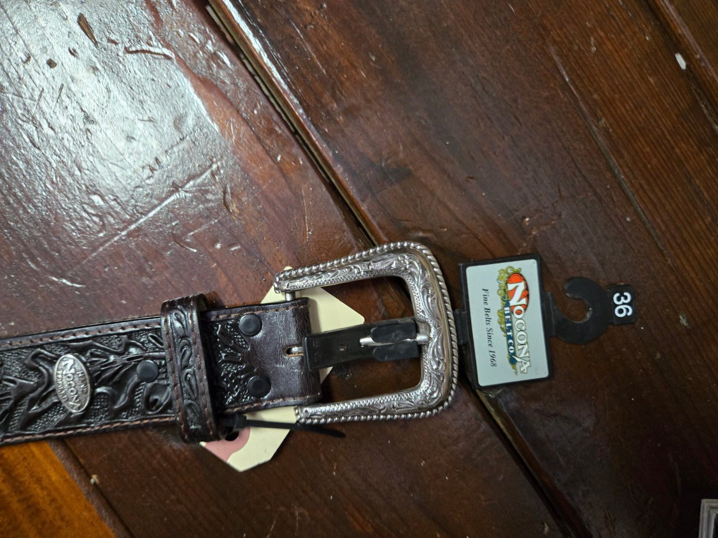 NEW Dark Brown Carved Belt