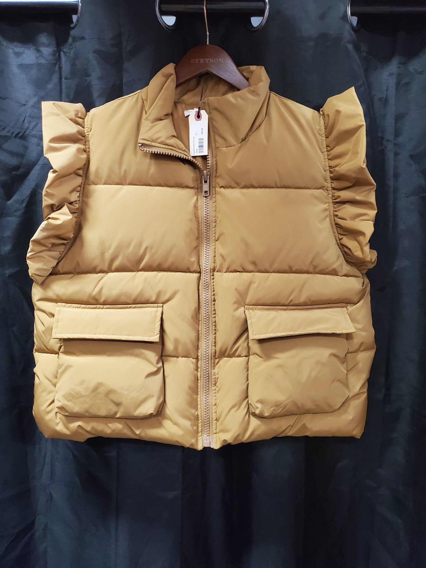 Mustard Ruffle Puffy Vest