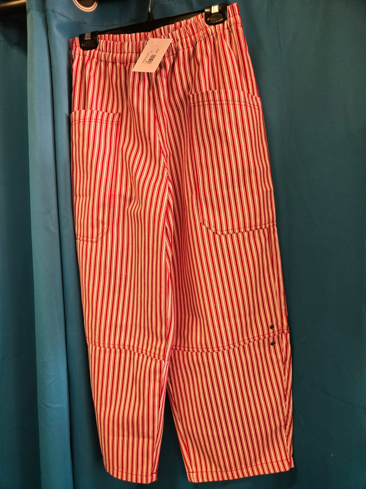 Red Striped Barrel Jeans
