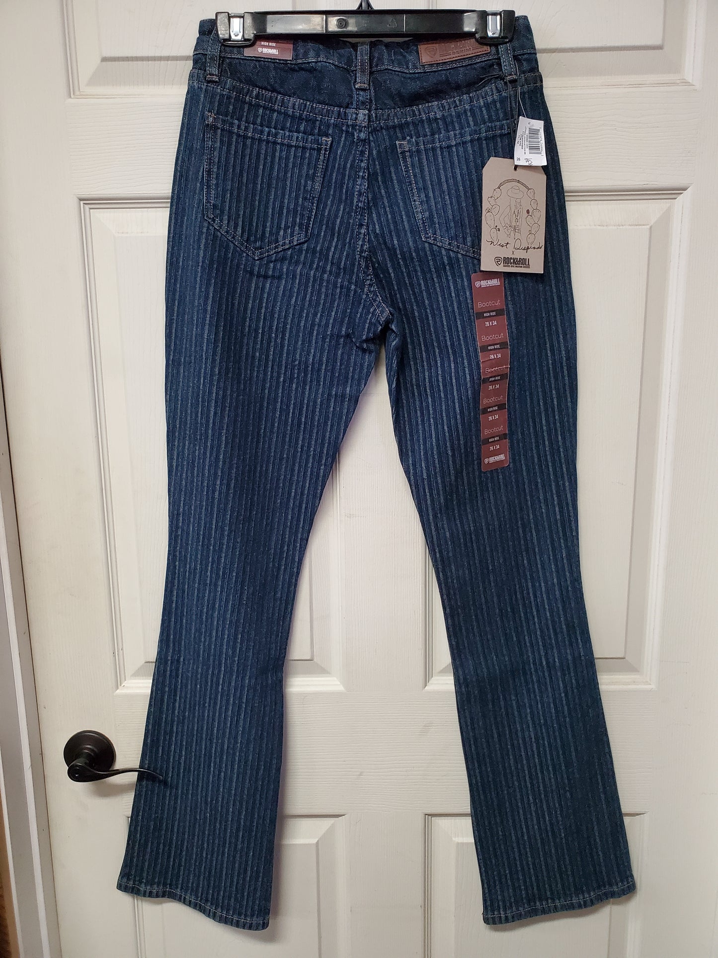 NEW High Rise Striped                         Boot Cut Jeans