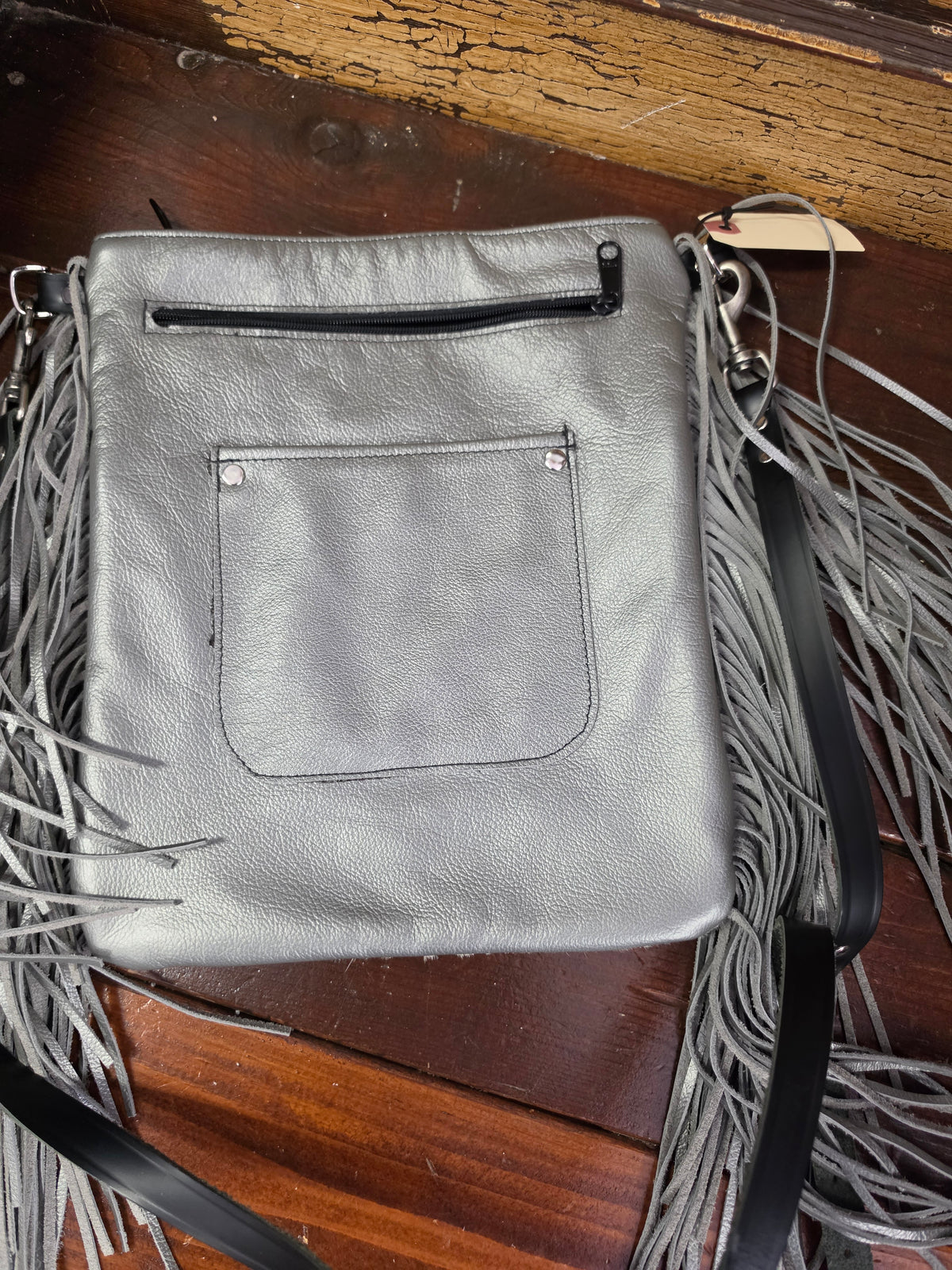 Silver Fringed Purse/ Hide Details