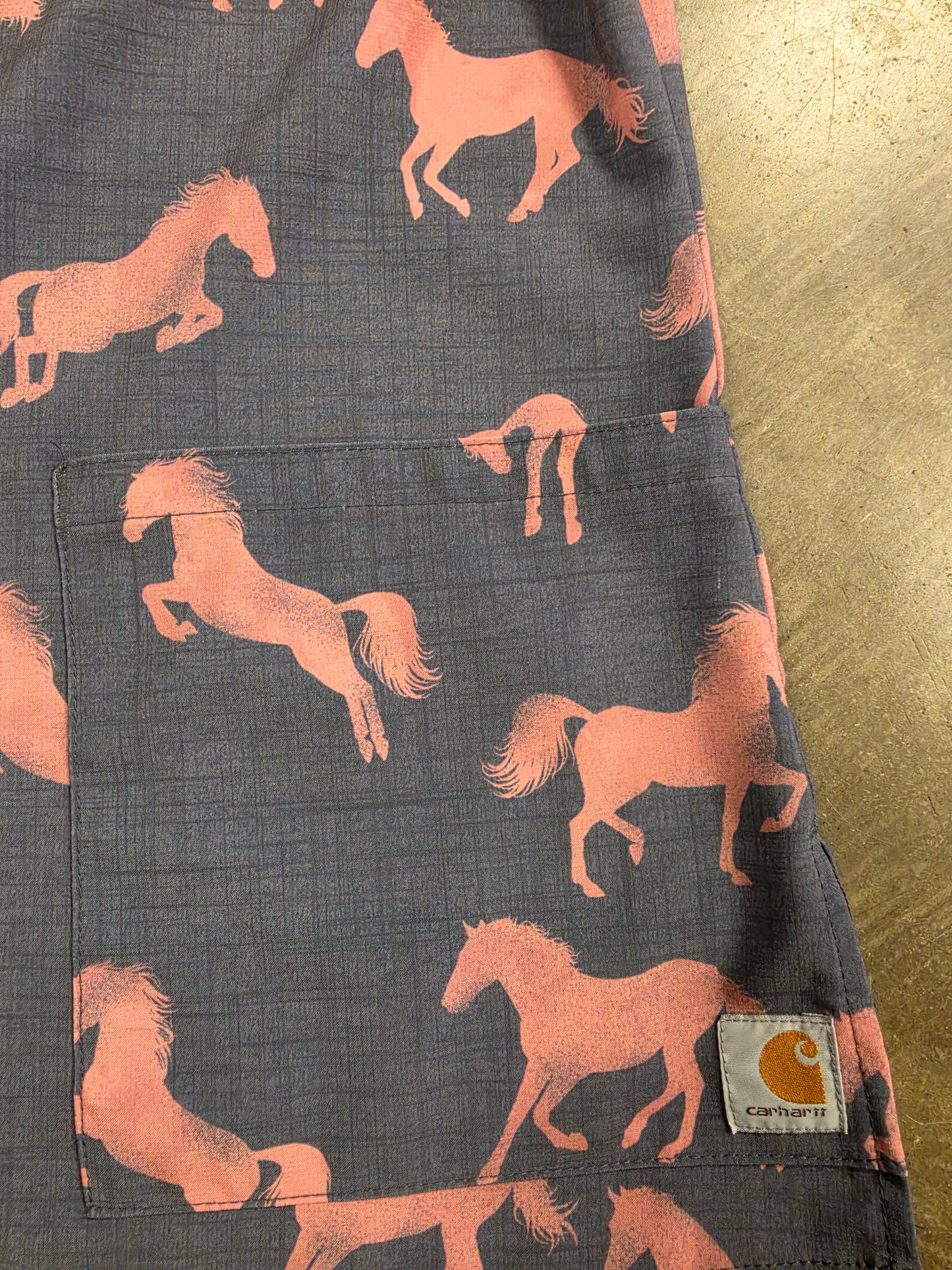 Ladies Horse Print (grey)                          Scrub Top