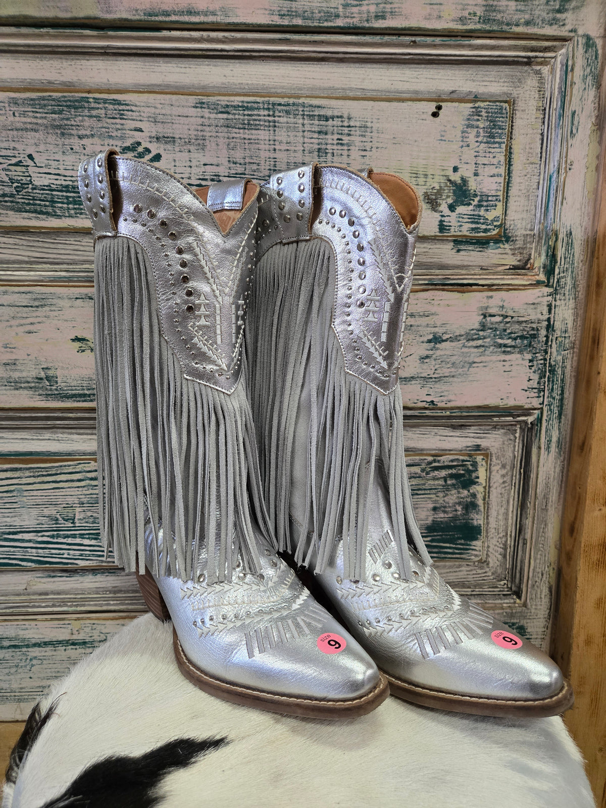 NEW Silver Fringed Boots