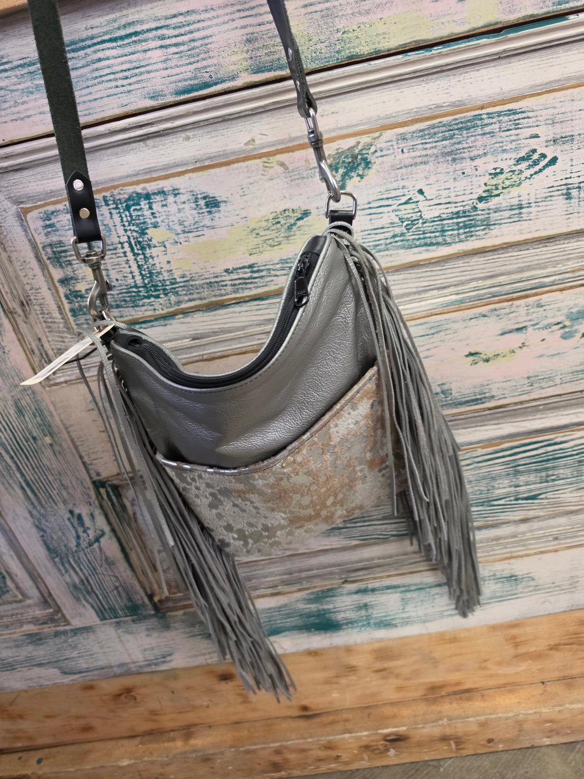 Silver Fringed Purse/ Hide Details