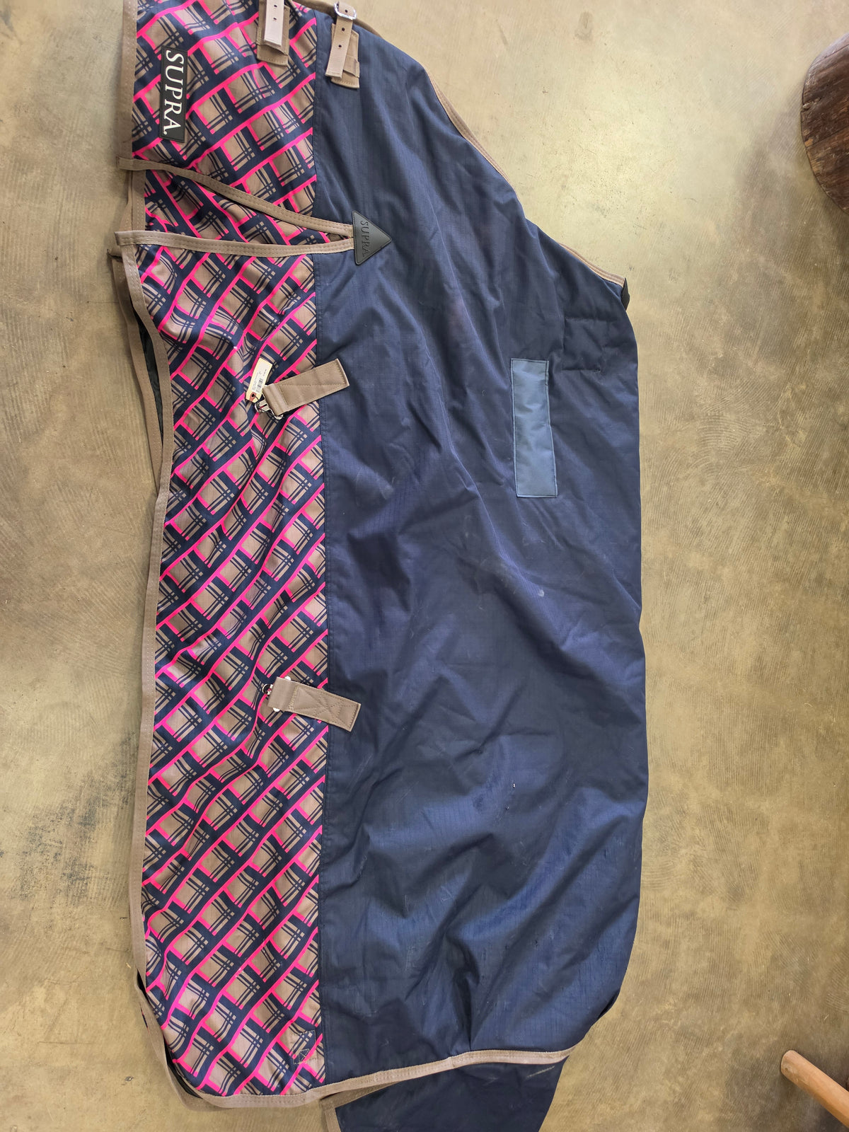 Navy with Pink Plaid Accent                   Winter Blanket