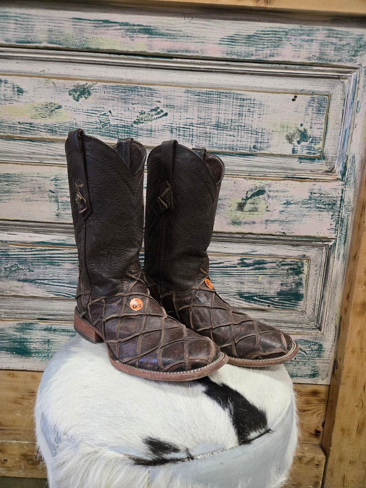 Men's Faux Exotic Sq. Toe Boots