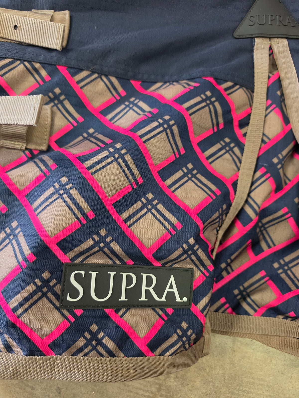 Navy with Pink Plaid Accent                   Winter Blanket