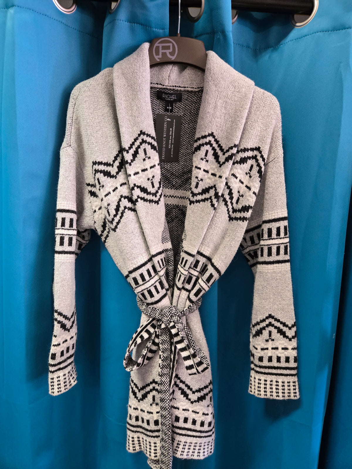 Grey Aztec Cardigan/Belted
