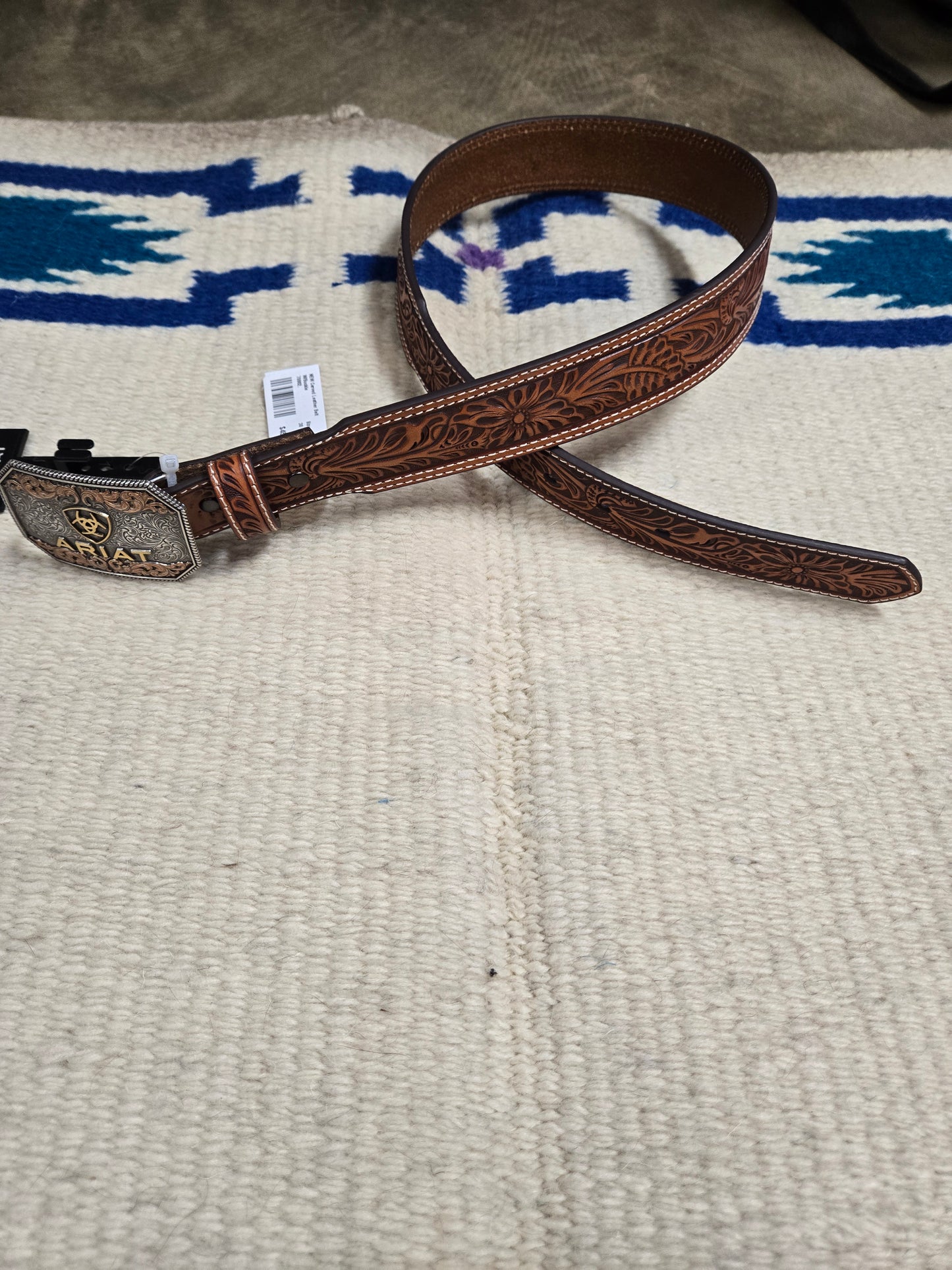 NEW Carved Leather Belt                             W/Buckle