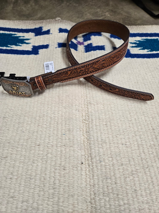 NEW Carved Leather Belt                             W/Buckle
