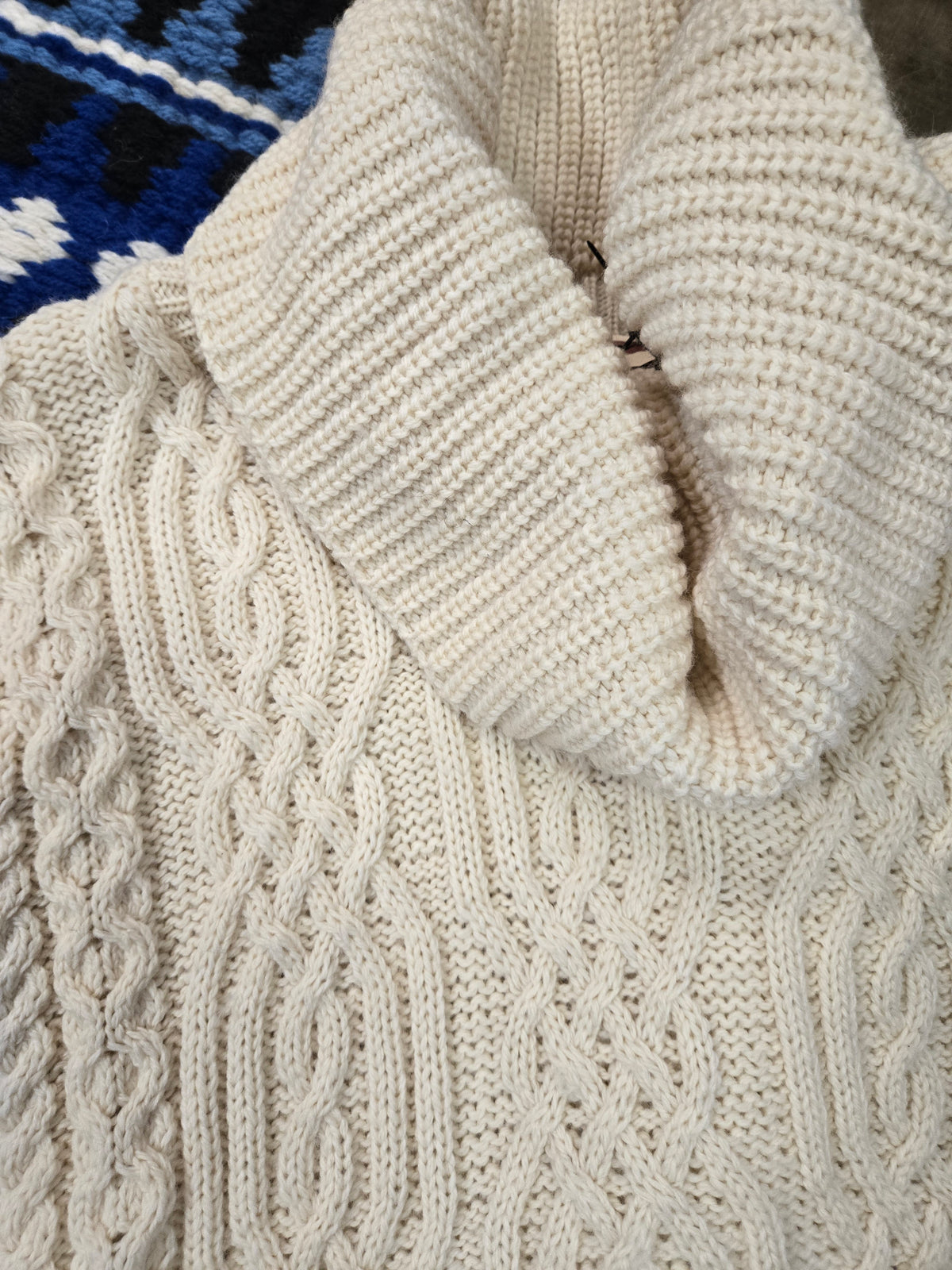 Cowl Neck Wool Cable Knit                            Sweater