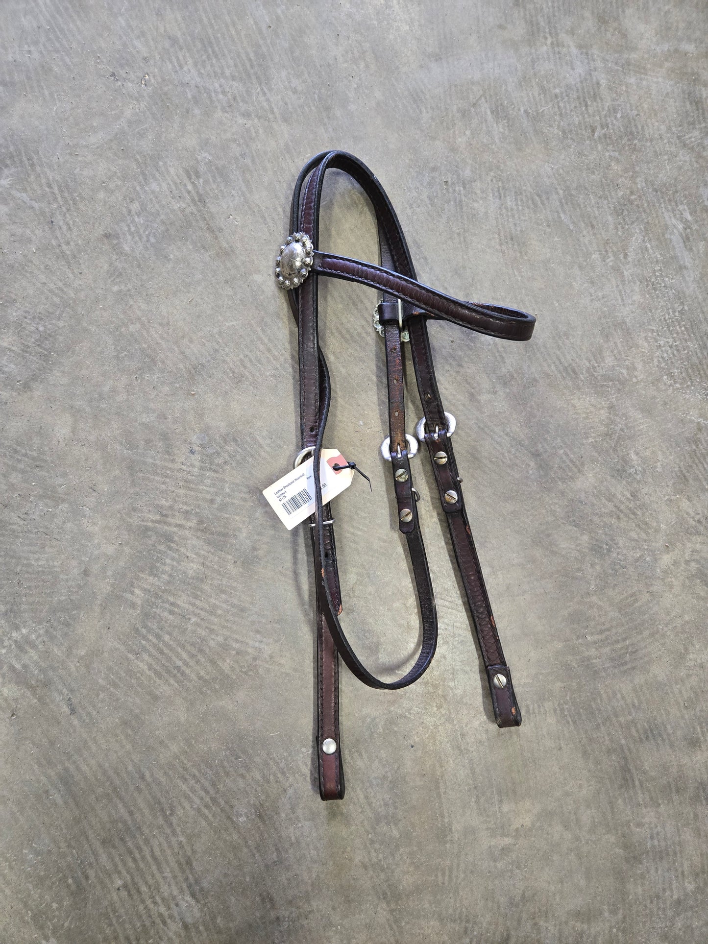 Leather Browband Headstall                 Conchos