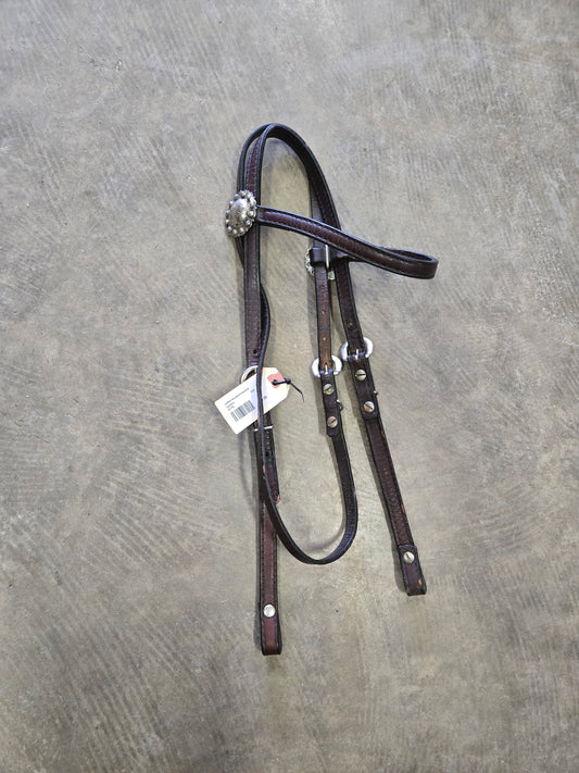 Leather Browband Headstall                 Conchos
