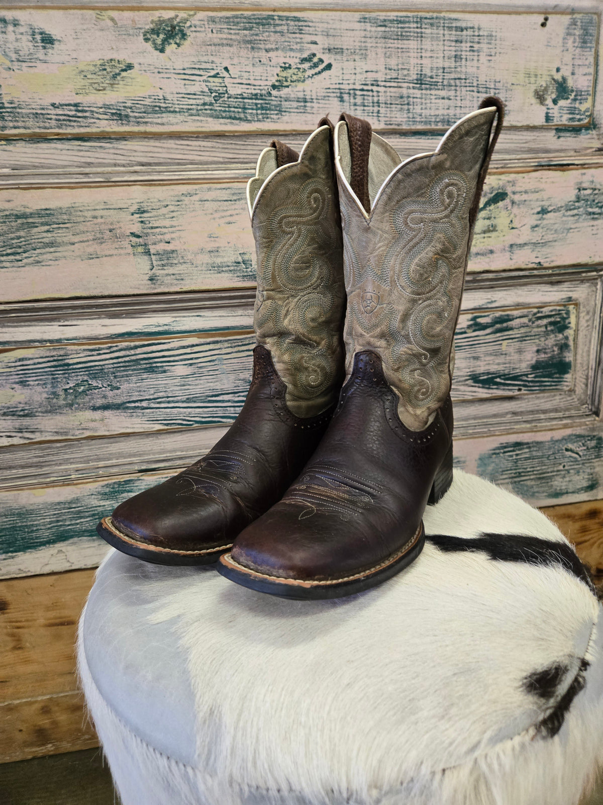 Sage  Topped Sq. Toe Boots