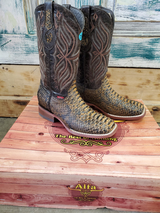 Mens Sq Toe Python Boots