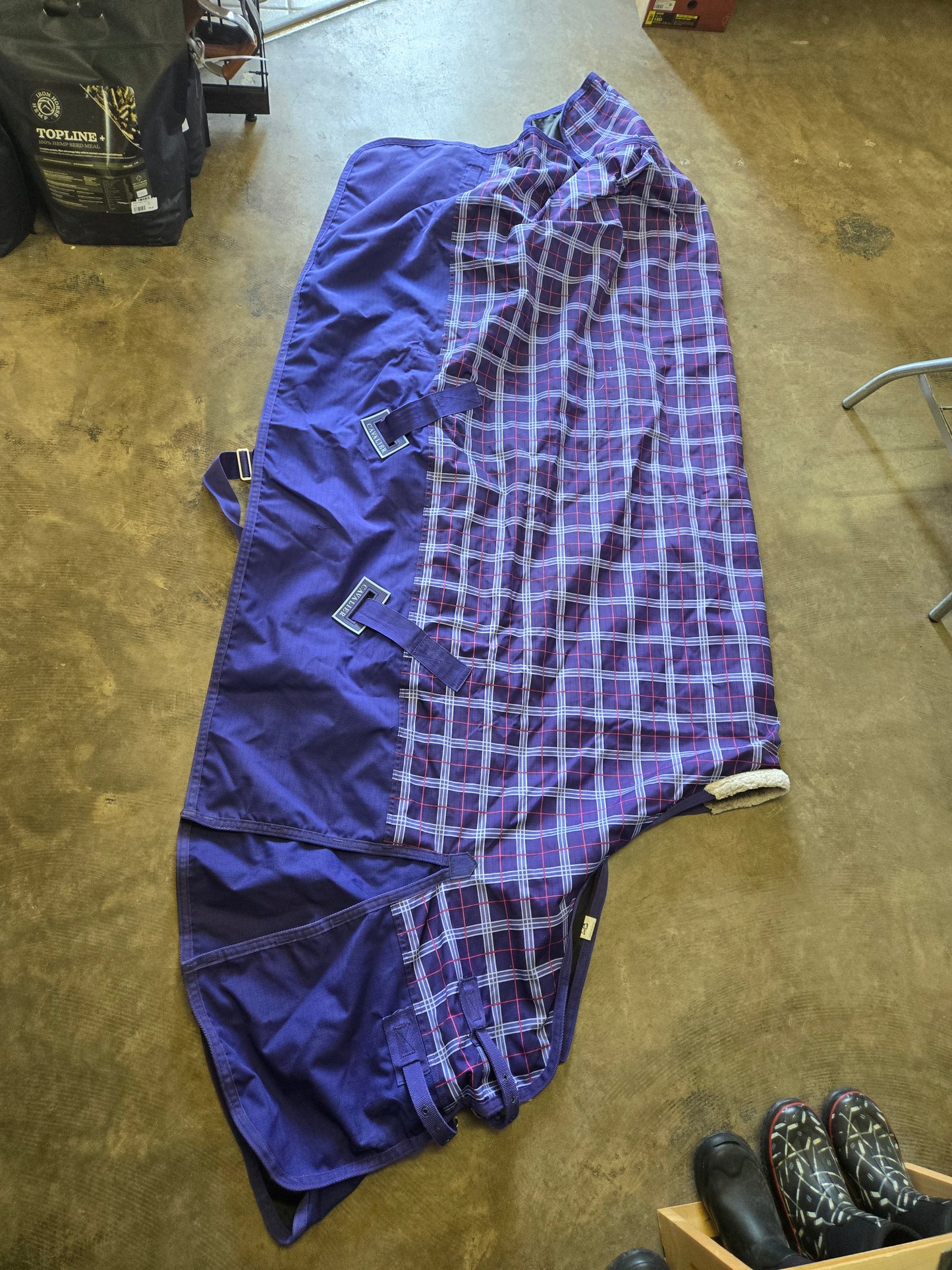 Blue- Pink Plaid Rain Sheet                       Exc. Cond.