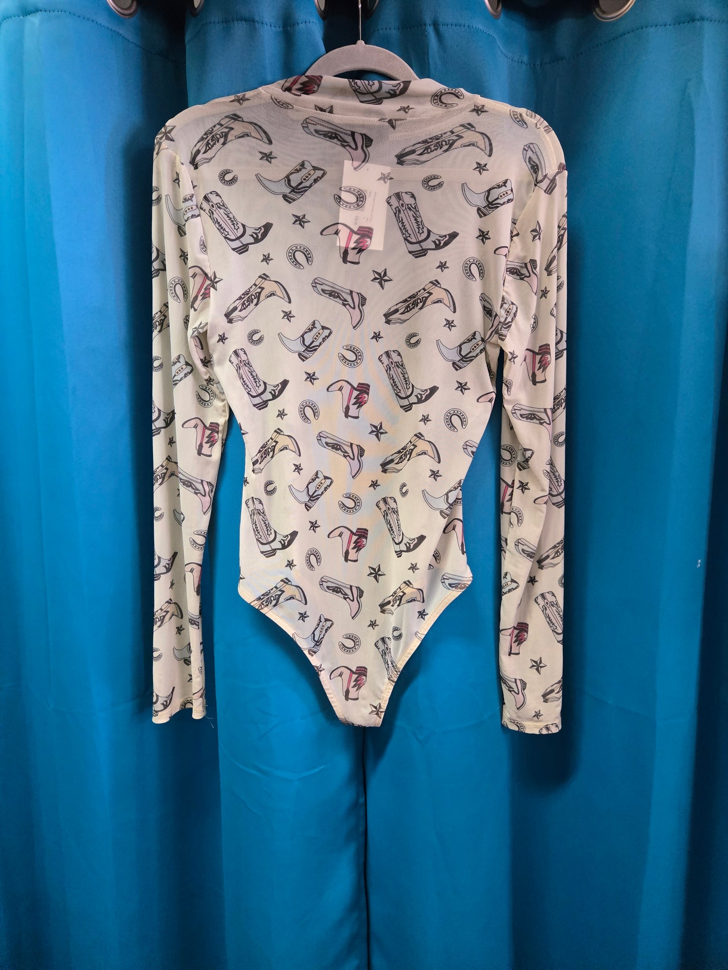 Mesh Boot Print Body Suit Top