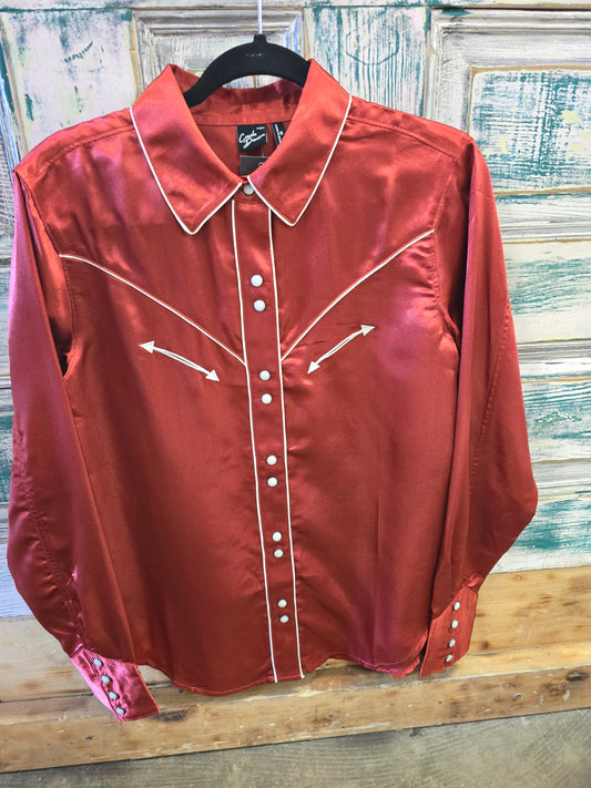 NEW Rust Satin W/Shirt            White Piping